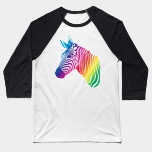 Rainbow Zebra Profile Baseball T-Shirt
